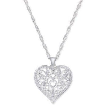 Macy's Fine Fashion Jewelry-Necklace Giani Bernini Filligree Heart Love 925 Sterling Silver Necklace